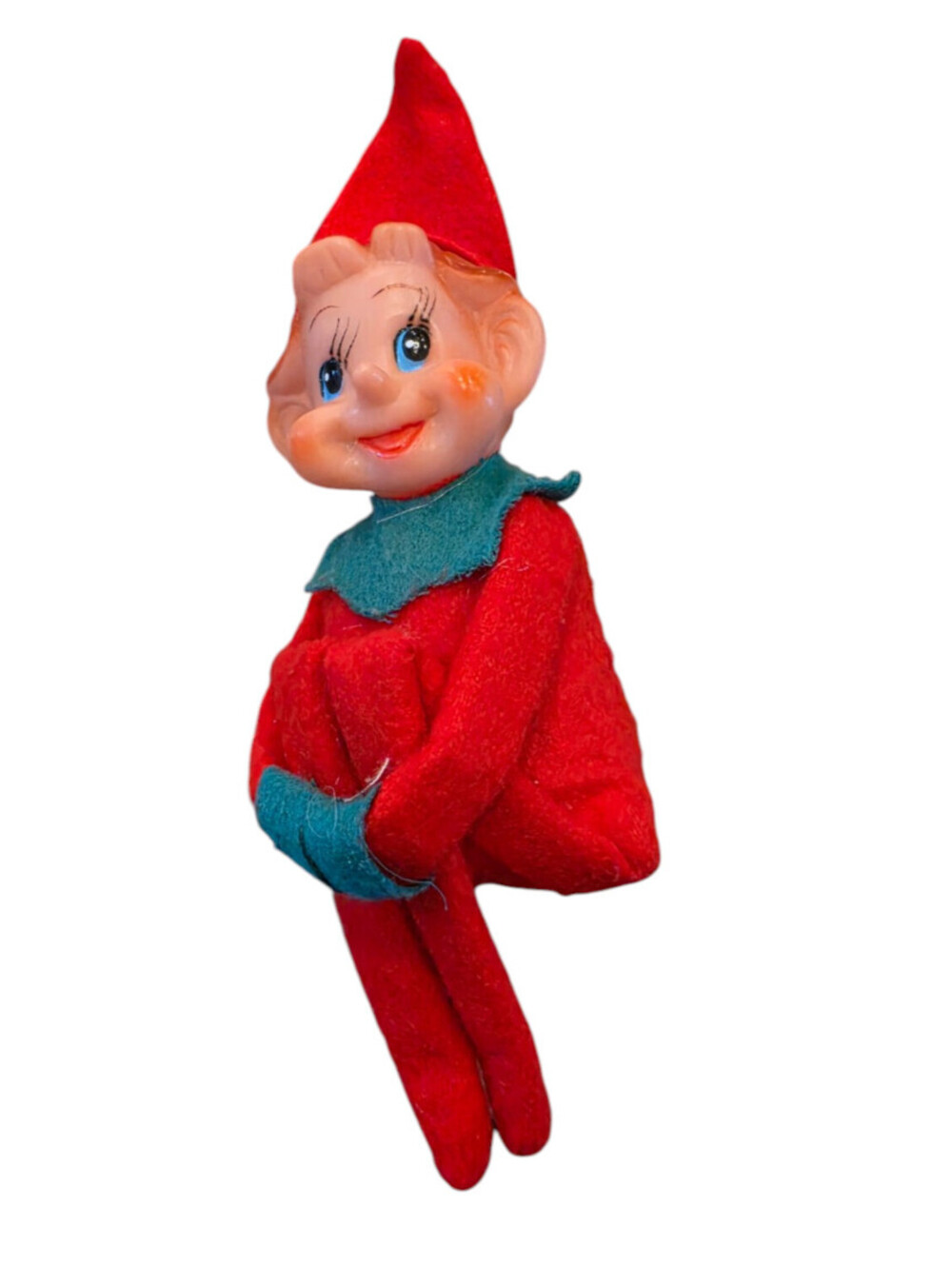 Vintage Christmas Elf Knee Hugger Shelf Sitter 1950's Red